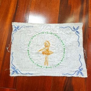 Vintage Completed Pointe Yellow Ballerina Cross Stitch Embroidery